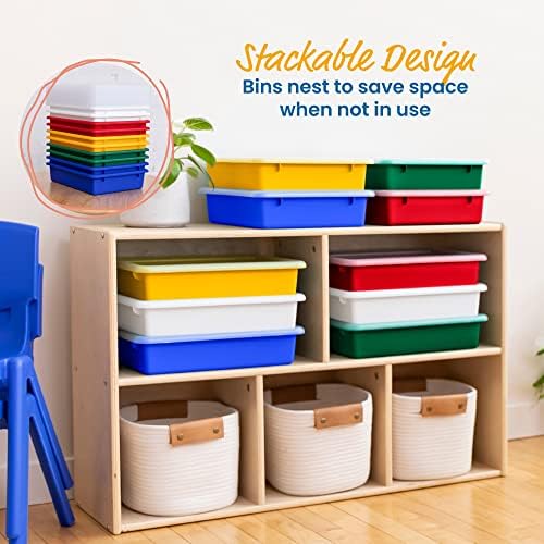 ECR4Kids Letter Size Tray Organizer with Lid, Small, 10-Piece, Assorted - Image 5