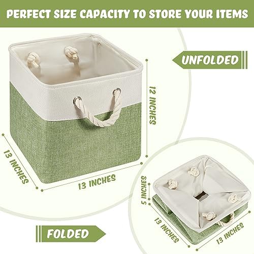 6 Pack 13 x 13 Inch Cube Storage Bins Fabric Square Cube Baskets, Morandi - Image 2