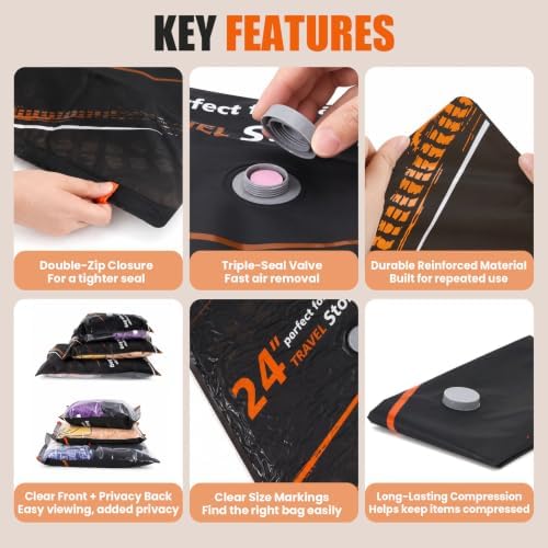 Vacuum Storage Bags for Travel with Rechargeable Pump, 20-Pack - Image 7