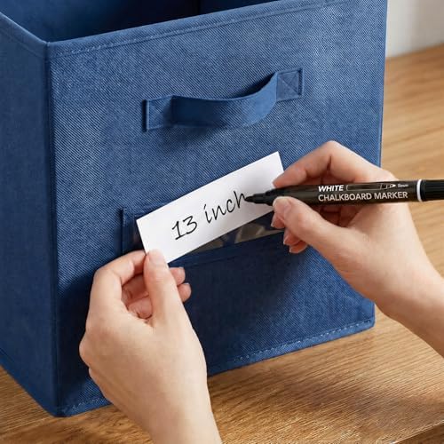 Storage Bins,13" Cube Storage Bin with Labels,10pcs,Navy Blue - Image 4
