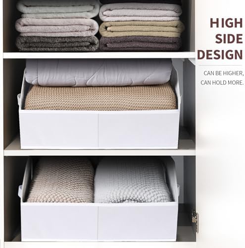 Homsorout Closet Baskets for Shelves - Decorative Storage Baskets with Handle, Trapezoid Closet Bins for Organization, Shelf Storage Bins for Clothes, Books, Home, Office, 8 Pack, White - Image 6