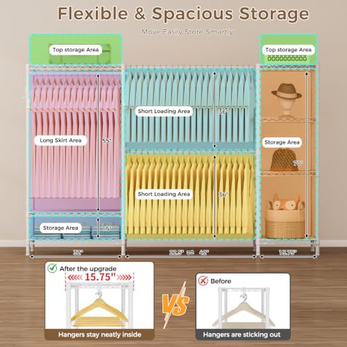 Golpart Heavy Duty Clothes Rack Metal Wardrobe with Adjustable Wire Shelves - Image 5