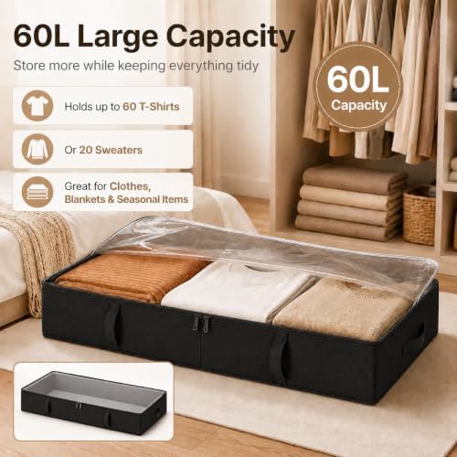 Side-Supported Under Bed Storage Containers, 8 Inch 80L Clothes Storage Bin - Image 2
