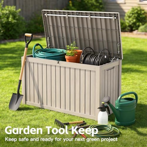 Mars Villa Deck Box, Outdoor Storage Box Waterproof, 150 Gallon, Grey - Image 3