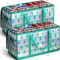 Hosuly 2 Pcs Plastic Christmas Ornaments Storage Box with Dividers, Zippers, 8 Trays,128 Slots, Christmas Storage Containers Xmas Ornaments Organizer for Holiday Balls Ornaments(Christmas Tree) by Hosuly