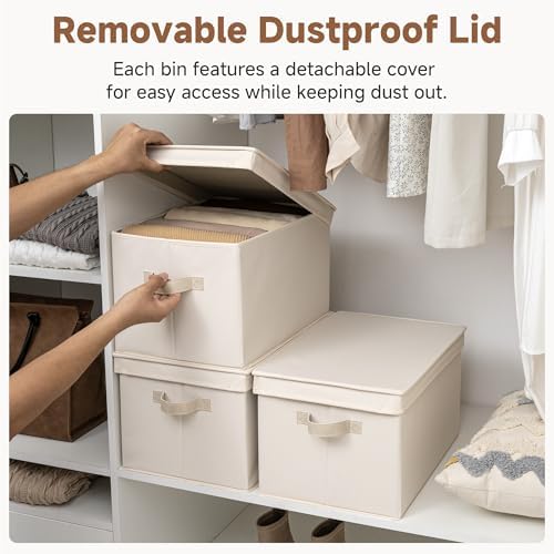 StorageWorks Fabric Storage Bins with Lids, Closet Storage Bins - Image 2
