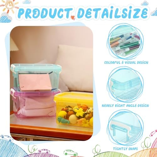 Wenqik 6 Pack Colorful Plastic Storage Bins with Lids, Colorful - Image 3