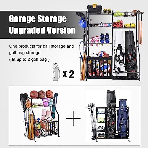 Mythinglogic Sports Equipment Organizer for Garage with Golf Bag Storage - Image 2