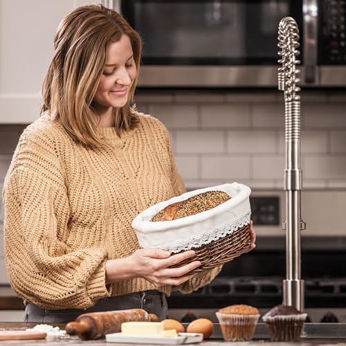 Bread Warmer Basket with Warming Stone (Large Oval 12 x 9) - Bundled w/Linen Bread Bag & Bread/Sugar Saver - Bread Baskets for Serving with liner and lid - Bread Serving Basket for Table - Image 6