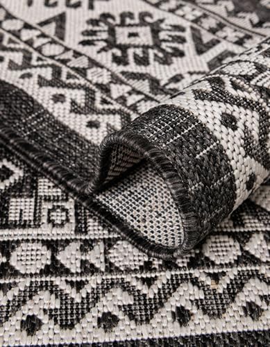 Rugs.com - Outdoor Aztec Rug – 5 Ft Square Charcoal Gray Indoor/Outdoor Rug – Flatweave Geometric Design for Patios, Decks, and Porches - Image 7
