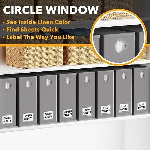 SpaceAid 10 Pack Bed Sheet Organizers and Storage, Foldable Sheet Organizer for Linen Closet, Sheets Set Folder Keeper with Window XL (Queen & King Size) Organizing Bedding Container, Gray - Image 4