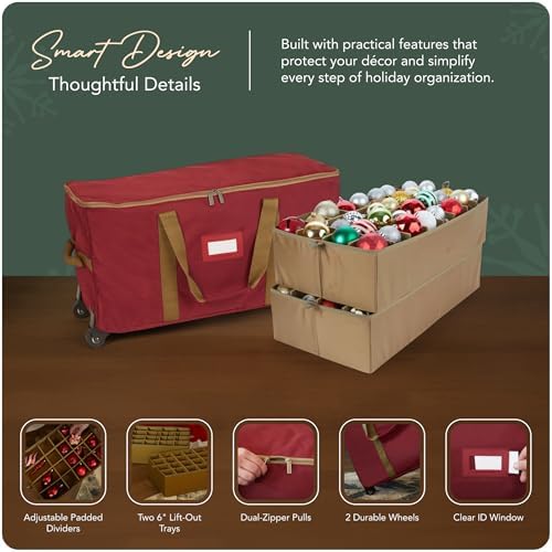 Covermates Rolling Adjustable Ornament Storage Bag, 25.5"W x 13"D x 12.5"H - Image 4