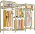 VIPEK V5i Garment Rack Heavy Duty Clothes Rack, Portable Closet Wardrobe Bedroom Armoires Freestanding Clothing Rack with 8 Adjustable Shelves & 4 Hang Rods, 68.9" L x 15.7" W x 76.4" H, Gold by VIPEK