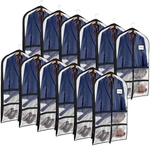 Univivi 40 Inch Dance Costume Garment Bags for Dancer, Clear Black, 12 Pack by Univivi