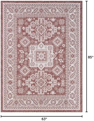 Rugs.com Outdoor Aztec Collection Rug – 5x7 Rust Red Flatweave-Pile Rug Perfect for Living Rooms, Large Dining Rooms, Open Floorplans - Image 2