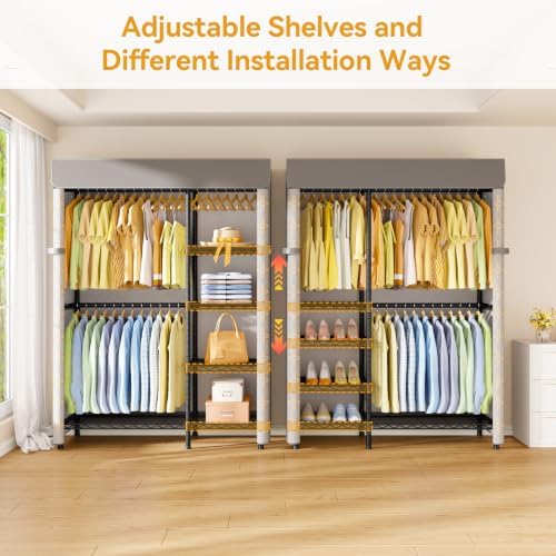 ULIFHOME F2C Clothes Rack with Cover, Brand Custom Dustproof Pattern Cover - Image 3