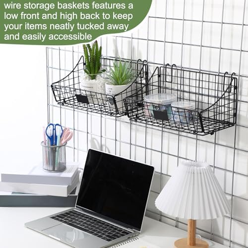 Blulu 4 Pcs Grid Wall Baskets, Wire with Hooks for Hanging, 11 x 6 x 5 Inch - Image 4