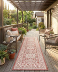 Rugs.com - Outdoor Aztec Rug – 12 Ft Runner Rust Red Indoor/Outdoor Rug – Washable, Weather-Resistant Flatweave for Patios, Decks, and Entryways by Rugscom