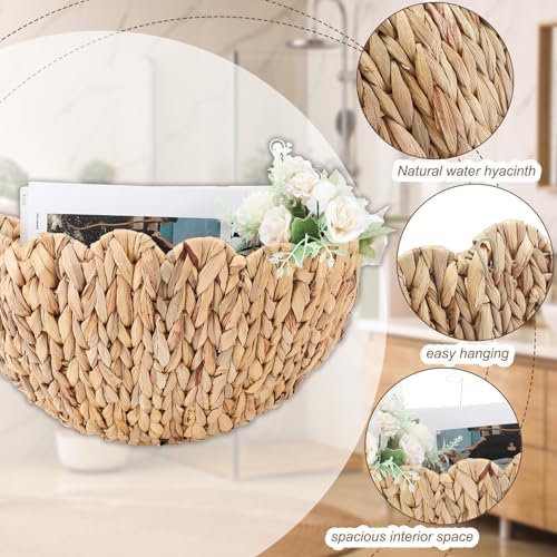 Teenyyou 2 Pack Scalloped Wicker Wall Baskets Boho Hanging Baskets - Image 4