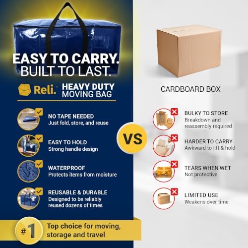 Reli. Moving Bags Heavy Duty (12 Pack) Blue, Extra Large Totes - Image 5