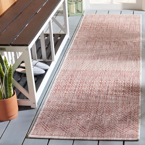 SAFAVIEH Washable Rug Outdoor Courtyard Collection - 2'3" x 8' Runner, Beige & Rust, Non-Shedding & Easy Cleaning, Ideal for Patio, Entryway, Mudroom, Hallway, Kitchen (CY8196-36512) by Unknown