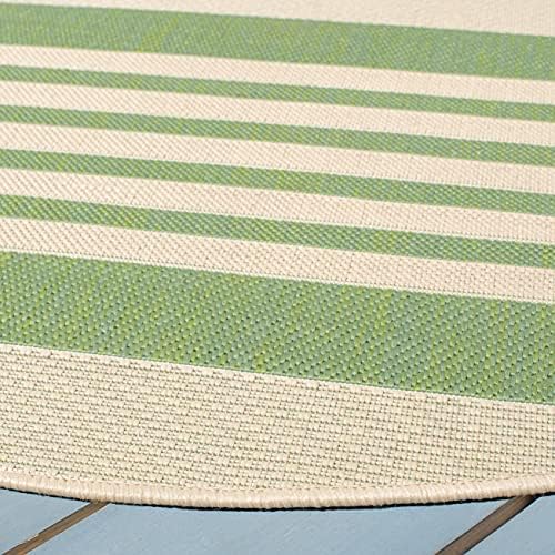 SAFAVIEH Washable Rug Outdoor Courtyard Collection - 5'3" Round, Green & Beige, Non-Shedding & Easy Cleaning, Ideal for Patio, Backyard, Mudroom (CY6062-244) - Image 7