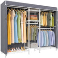 VIPEK Classic V6C Heavy Duty Covered Clothes Rack Portable Wardrobe Closet, 5 Tiers Wire Garment Rack White Metal Clothing Rack with Grey Oxford Cover, 70.1" L x 17.3" W x 76.4" H, Max Load 870 LBS by VIPEK