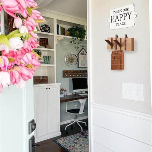 Coat Rack Wall Mount, Wooden Coat Rack, Piano Key Coat Rack, 4 Hooks Flip Down Wall Hook Rack, Beech and Beech - Image 4