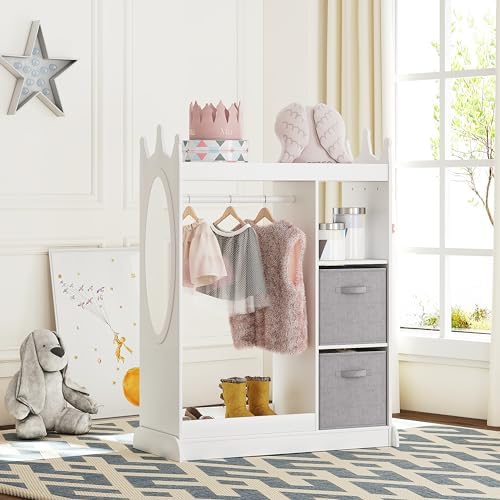 UTEX Kids Dress up Storage with Crown-Shaped Design and 2 Fabric Bins - Image 6