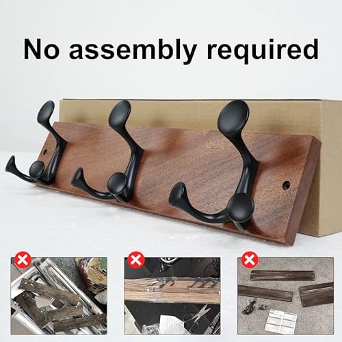 SKOLOO 17-Inch Wood Coat Rack Wall Mount with 3 Triple Hooks - Ideal for Family Entrances, Classrooms, and Pet Supplies Storage - Perfect Coat Hooks for Wall,Mahogany (Sapele), Pack of 2 - Image 6