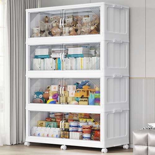 BROVIEW V60 880QT Plastic Stackable Storage Bins with Lid, 4Pack White by BROVIEW-EnjoytheArtofLife