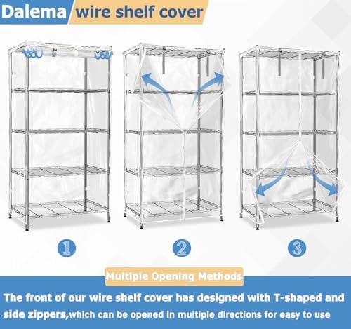 Waterproof Shelf Cover,Durable Dustproof Storage Wire Rack Covers,Outdoor Shelving Covers for Wire Shelves with Zipper 48''x20''x72'',Clear,Cover Only - Image 7