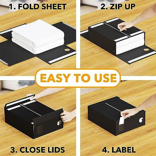 SpaceAid 6 Pack Bed Sheet Organizers and Storage, Foldable Sheet Organizer for Linen Closet, Sheets Set Folder Keeper with Window XL (Queen & King Size) Bedding Container, (Black, 6 Pack) - Image 3