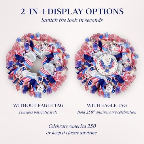 24 Inch Large Patriotic Wreaths for Front Door with Eagle Sign - Image 5