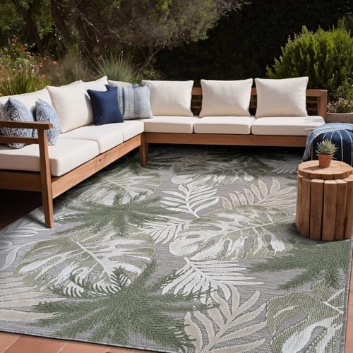 Luul Home Floral Indoor Outdoor Rugs 8x10 Large Area Rug for Living Room, Patio Decor, Kitchen, and Entryway Rug, Washable Stain Resistant Outside Carpet Green 8 x 10 - Image 6
