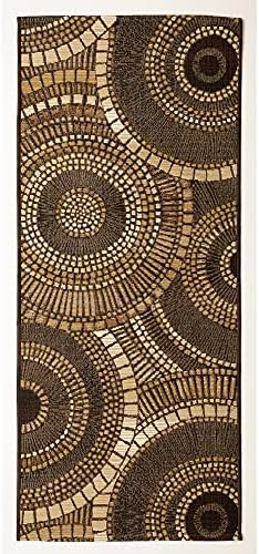 Liora Manne Marina Low Profile Durable Indoor/Outdoor Woven Rug- Circles Brown 1'11" x 4'11" by LushDecor