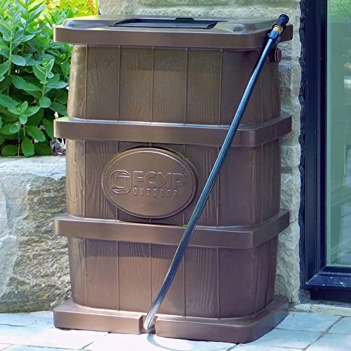 FCMP Outdoor Slim Line Design Rain Barrel, 45 Gallon, Brown - Image 4