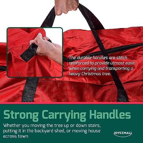 Christmas Tree Storage Bag Fits Up to 7.5 Feet Diassembled Tree, JOYCEMALL Heavy Duty Waterproof Artificial Xmas Tree Container Extra Large Moving Bag with Reinforced Handles & Dual Zipper - Red - Image 3
