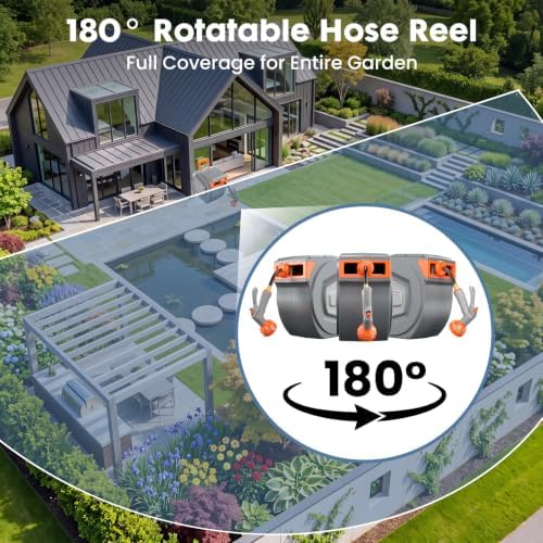 DUMOS Retractable Garden Hose Reel, 1/2 in X 78 ft Water Hose with Nozzle - Image 3