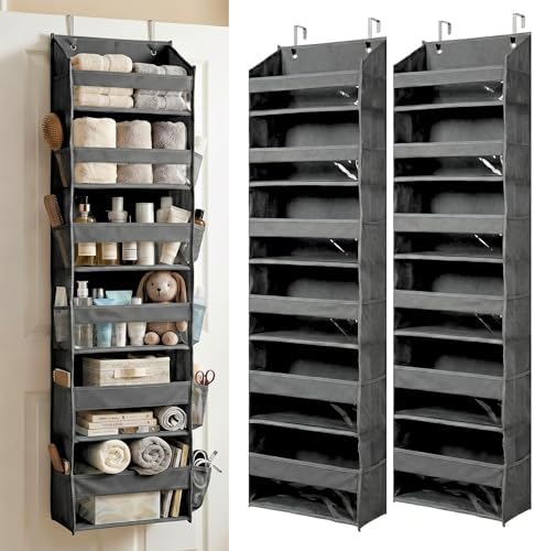 HOMELUX THEORY Over the Door Organizer, 6-Tier, 100D Fabric, Dark Gray 2pc by HomeluxTheory