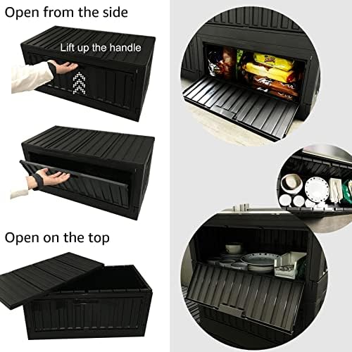 livinbox 45L Stackable Foldable bins for storage, Collapsible Storage Bins w/lids Side-Open Door, Home Office Bedroom Living Room Comic Books, Black, FB-6432S-BK - Image 4