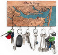 Personalized Wooden Map Key Holder for Wall with Hooks, Key Organizer by MURWOODHOME