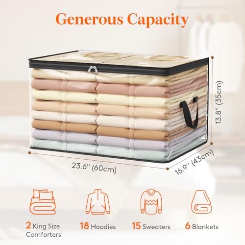 Lifewit 8 Pack Clear Clothes Storage Bags, 90L Blanket Storage with Zipper - Image 4
