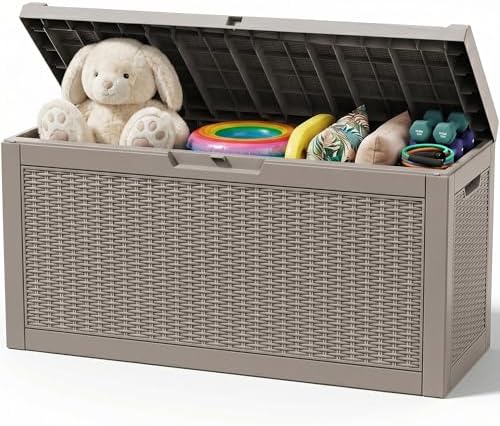Outdoor Storage Box,100 Gallon Waterproof Resin Patio Deck Box by ATMELT
