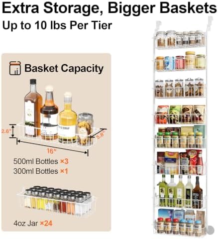 Delamu Over The Door Pantry Organizer, 8-Tier Hanging Spice Rack - Image 4