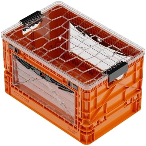 SIDIO Collapsible Storage Bin with Lid & Dividers, Orange by Sidio