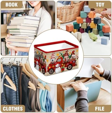 Christmas Baskets,Christmas Dwarf Foldable Storage Bins with Handles, Decorative Cloth Organizer Storage Boxes 2 2piece - Image 7