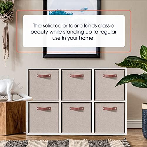 Ornavo Home 13x15x13 Foldable Fabric Storage Cube Bins, 6 Pack, Beige - Image 2