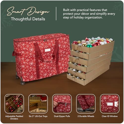 Covermates Rolling Adjustable Ornament Storage Bag, 25.5"W x 13"D x 18.5"H - Image 4