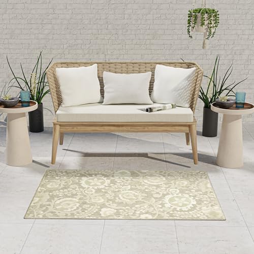 Nourison Home Aloha Ivory Sage 2'8" x 4' Area Rug - Easy Clean, Non Shedding, Bed Room, Living Room, Dining Room, Kitchen (3' x 4') - Image 3